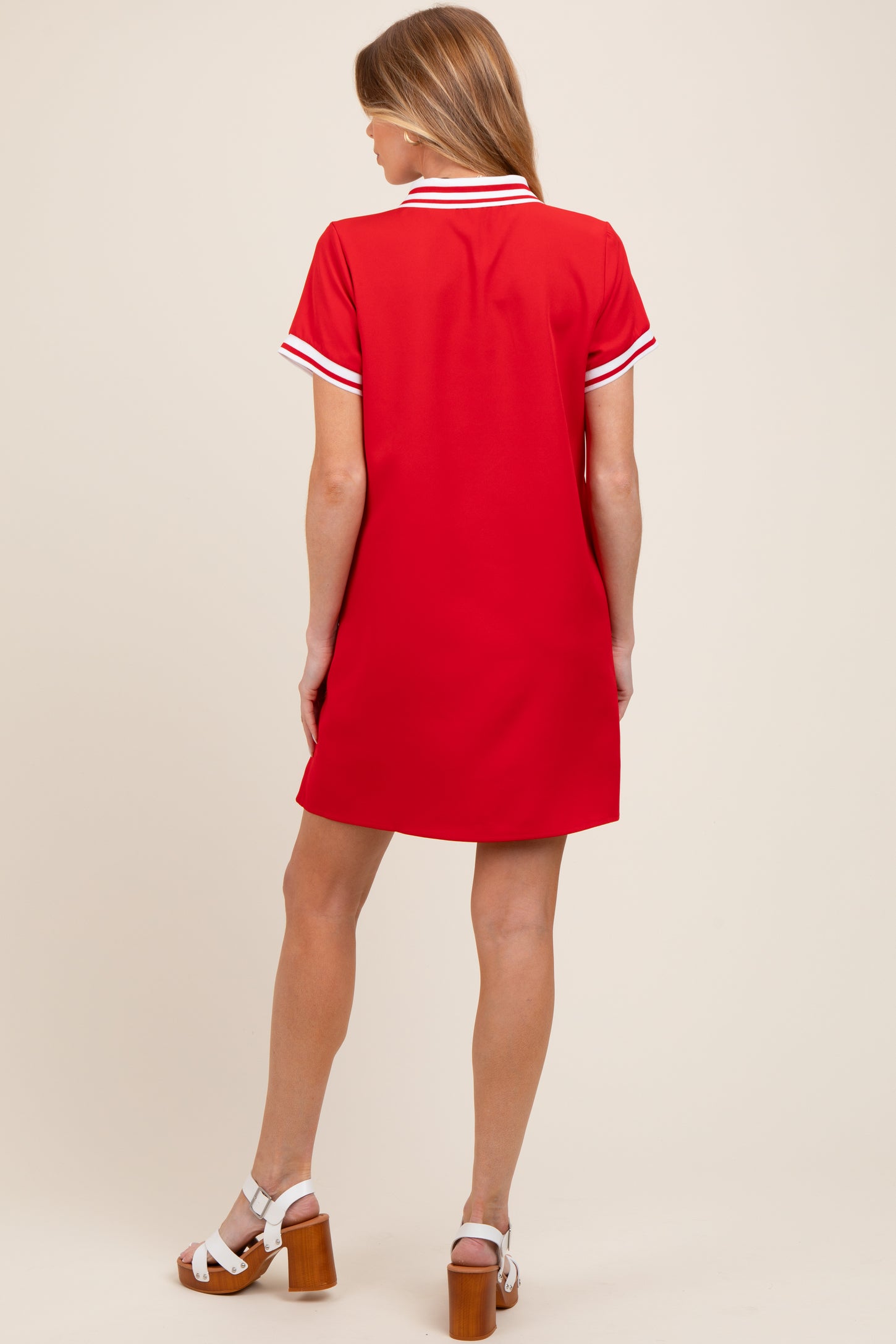 Red Sporty Maternity Polo Dress