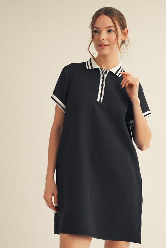 Black Sporty Polo Dress
