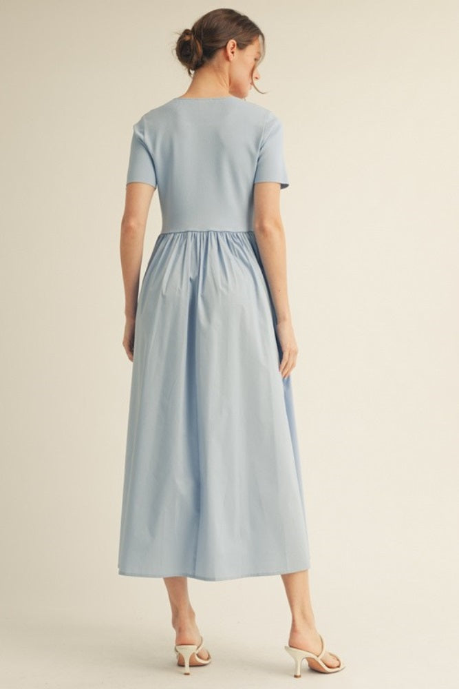 Light Blue Solid Maxi Dress