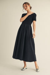 Black Solid Maxi Dress