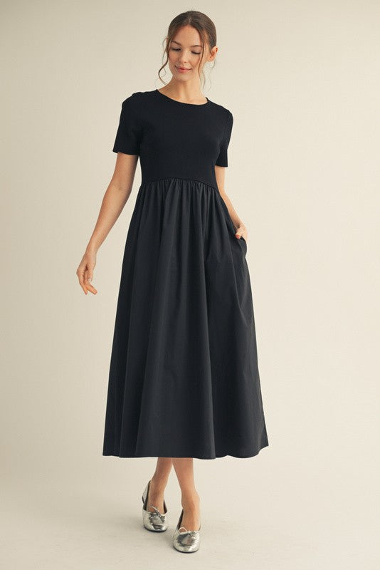 Black Solid Maxi Dress