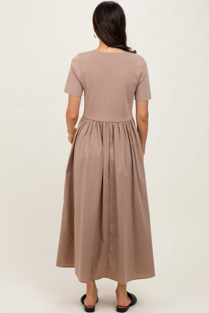 Taupe Solid Maxi Dress
