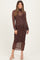 Mocha Polka Dot Mesh Overlay Maternity Midi Dress