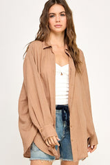 Mocha Oversized Button Down Shirt