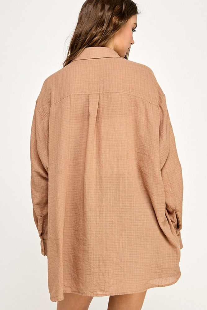 Mocha Oversized Button Down Shirt