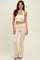 Cream Textured Rib Crop Tank Flare Leg Pant Set