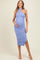 Periwinkle Mesh Draped Scarf Ruched Maternity Midi Dress