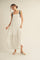 White Bow Tie Accent Tiered Maxi Dress