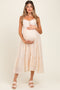 Cream Lace Detail Button Front Sleeveless Maternity Midi Dress