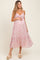 Pink Floral V-Neck Sleeveless Side Tie Maternity Midi Dress