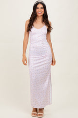 Light Pink Spring Floral Print Sleeveless Dress