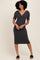 Charcoal Striped Short Sleeve V-Neck Midi Dress