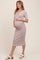 Mocha Striped Short Sleeve V-Neck Maternity Midi Dress