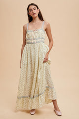 Blue Floral Ribbon Detail Sleeveless Maternity Maxi Dress