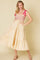Cream Smocked Contrast Shoulder Tie Midi Dress