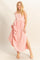 Pink Square Neck Fit And Flare Midi Dress