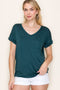 Forest Green V-Neck Front Pocket Short Sleeve T-Shirt