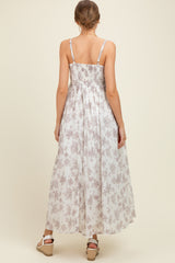 Ivory Cotton Floral Bustier Maternity Maxi Dress