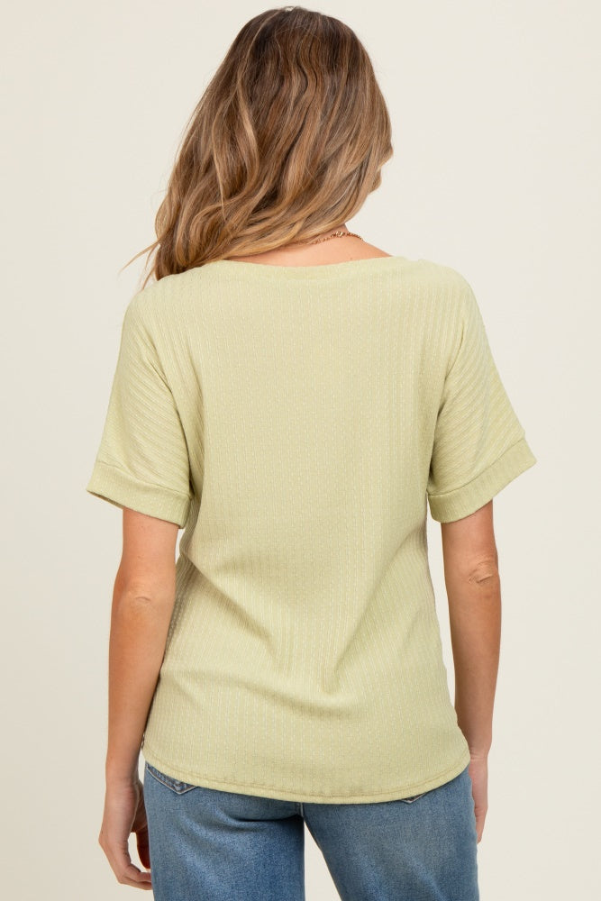 Lime Ribbed Knit Maternity Short Sleeve Top