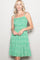 Green Floral Smocked Waist Ruffle Accent Dress