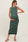 Forest Green Striped Sleeveless Knit Maternity Midi Dress