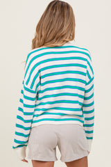 Green Multicolor Stripe Maternity Sweater