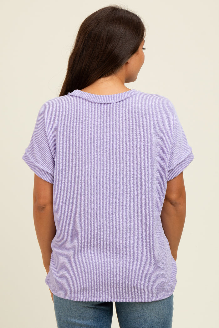 Lavender Exposed Seam Short Sleeve Maternity Top