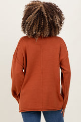 Brick Oversized Exposed Seam Maternity Sweater