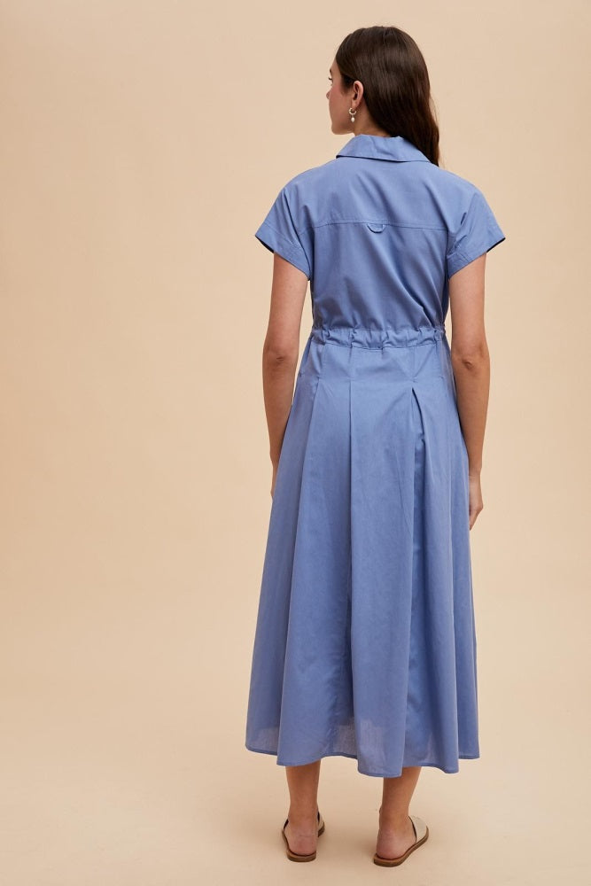 Blue Button Down Shirt Maxi Dress