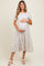 Cream/Taupe Striped Short Sleeve Tiered Maternity Maxi Dress