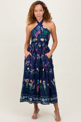 Navy Multi Floral Maternity Maxi Dress