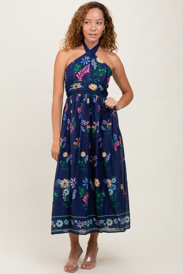 Navy Multi Floral Maxi Dress