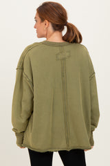 Olive Mineral Washed French Terry Oversized Sweatshirt