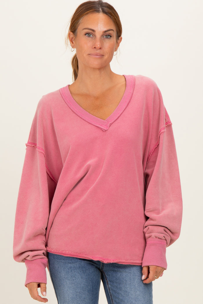 Rose Mineral Washed French Terry Oversized Sweatshirt