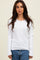 Off White Ribbed Knit Button Long Sleeve Top