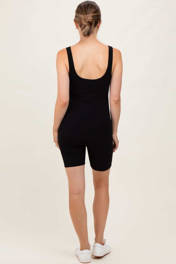 Black Ribbed Knit Tank Top Maternity Romper