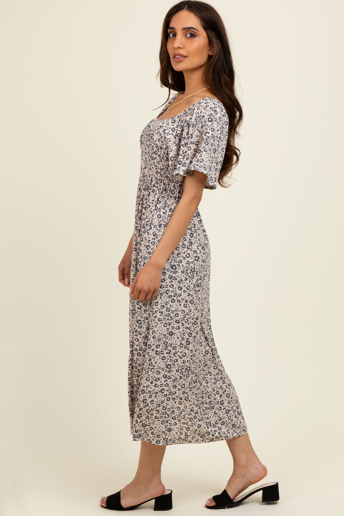 Taupe/Black Printed Dress With Pockets