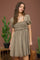 Olive Smocked Puff Sleeve Mini Dress