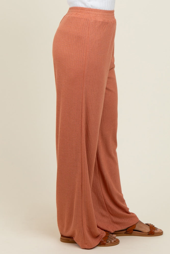 Rust Ribbed Side Pocket Lounge Pants