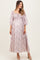Light Pink Floral Puff Sleeve Smocked Waist Maternity Midi Dress