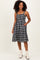 Black Plaid Square Neck Dress