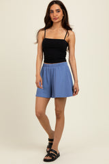 Blue Ribbed Lounge Shorts