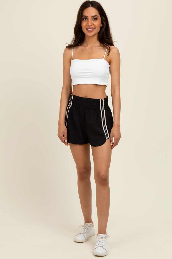 Black Stripe Detail Active Maternity Shorts