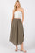 Olive Smocked Waist Rounded Hem Skirt