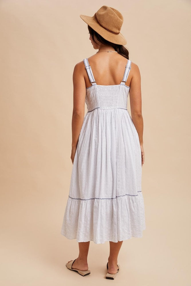 Ivory Cross Stitch Embroidered Maxi Dress