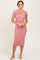 Pink Off Shoulder Fitted Midi Dress
