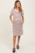 Burgundy Striped Puff Sleeve Maternity Midi T-Shirt Dress