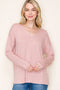 Light Pink Striped Knit Long Sleeve Top