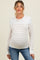 Camel Striped Knit Maternity Long Sleeve Top