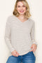 Charcoal Striped V-Neck Long Sleeve Top